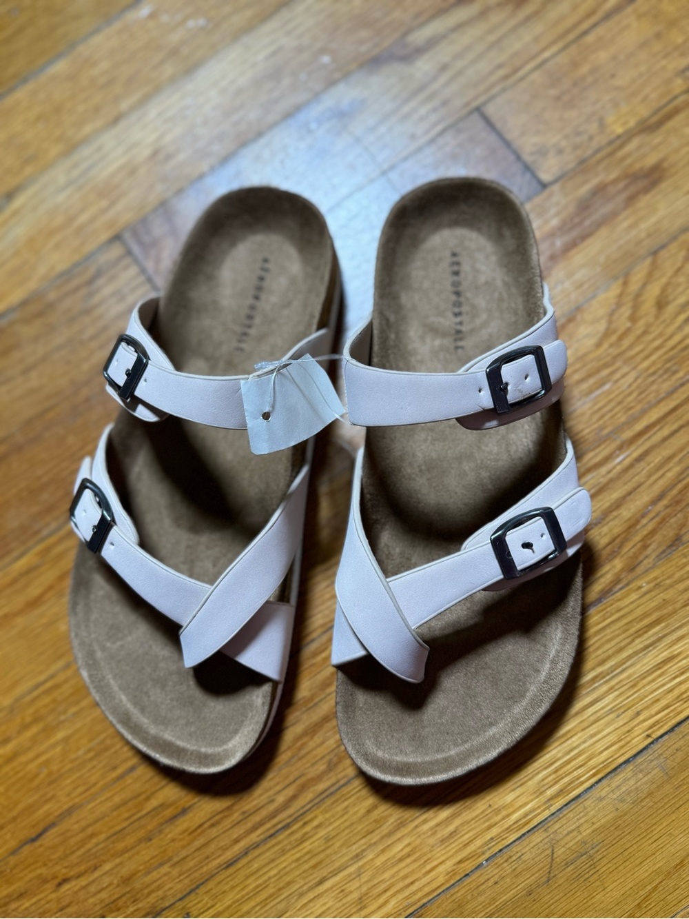 Aeropostale Girls Double Buckle Slide Sandals in Light Pink